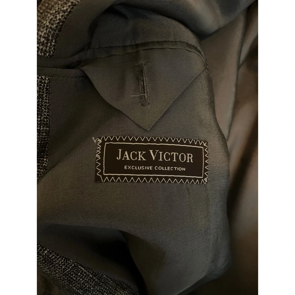 Jack Victor Men Blazer 48L Gray Double Vented 2 Button Sport Coat Bamboo Viscose